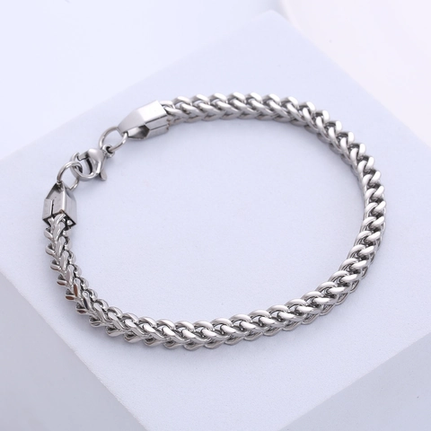 Bracciale A Catena Franco Acciaio Inossidabile Lucidato Gioielli Link Per Uomini Donne Stile Hip Hop Punk Classico Colore Argento