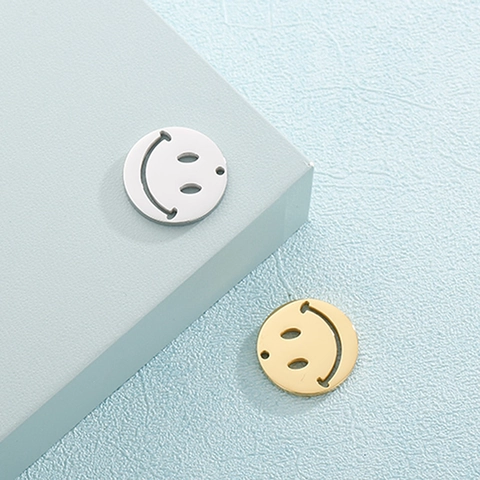 Pendentif Smiley En Acier Inoxydable Rond Ajouré Breloque Pour La Fabrication De Bijoux DIY Collier Bracelet Accessoire