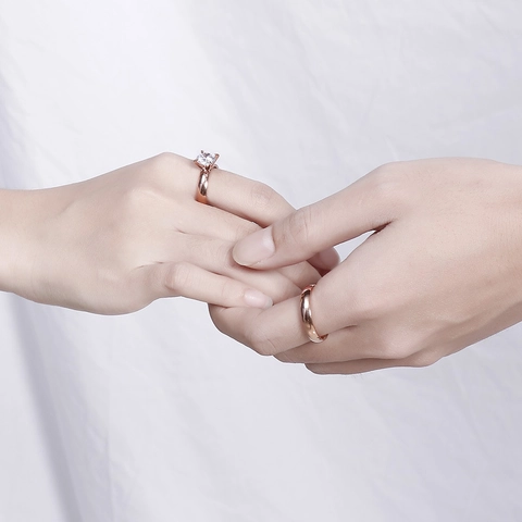 Stainless Steel Rings Cubic Zirconia Polished Simple Wedding Engagement Bands For Men Women Fashion Jewelry