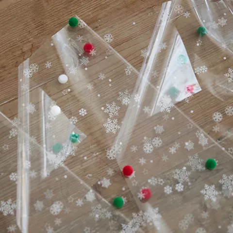 Carta Da Imballaggio Cellophane Trasparente Fiocco Neve Natale Impermeabile Per Bouquet Fiori Confezione Regalo E DIY Decor Pompon