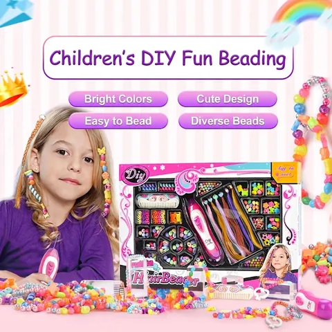 Meisjes DIY Haarvlechter Sieraden Maken Kit Kleurrijke Kralen Mode Styling Tool Educatief Handwerk Speelgoed
