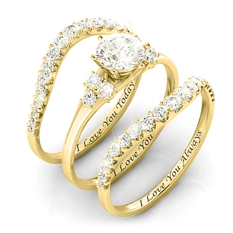 Anillos Apilables Lujo Circonita Cobre Grabado Carta De Amor Boda Compromiso Joyas Para Mujeres Elegante
