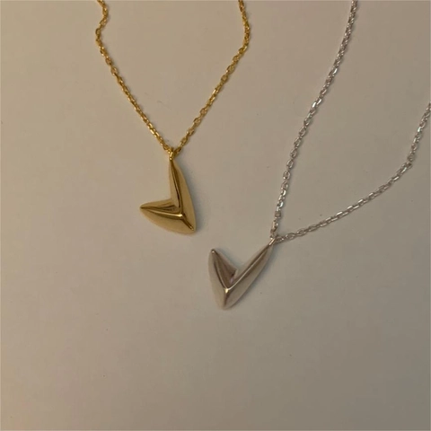 Collana Con Pendente A Forma Di V Irregolare Argento Sterling 925 Geometrico Minimalista Chic Elegante Catena Sottile