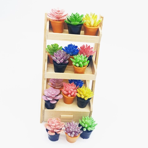 Miniature Dollhouse Succulent Potted Plants Resin Realistic Micro Landscape Decoration Accessories For DIY Crafts