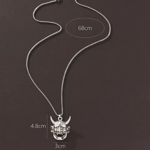 Hannya Mask Pendant Necklace Stainless Steel Zinc Alloy Japanese Devil Ghost Face Punk Gothic Hip Hop Jewelry Unisex