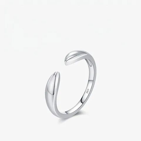 925 Sterling Silver Open Adjustable Ring Minimalist Smooth Surface Modern Jewelry For Women