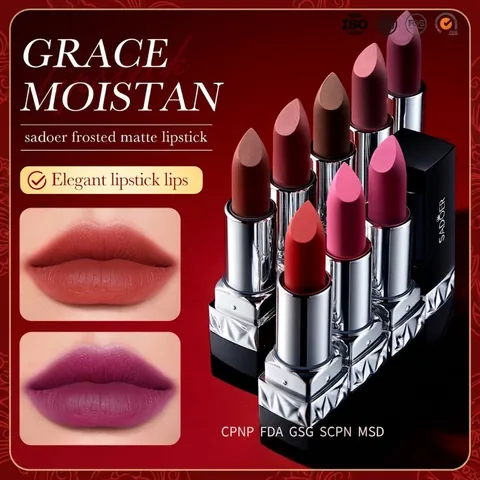 Rouge À Lèvres Mat Velours Longue Durée Hydratant Texture Lisse Maquillage Des Lèvres Élégant