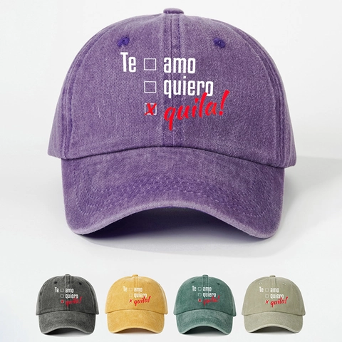 Cappello Da Baseball In Cotone Lavato Citazione Spagnola Te Amo Te Quila Divertente Regolabile Protezione Solare Retro