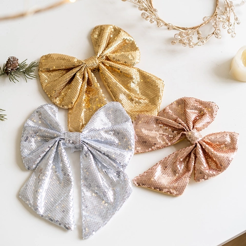 Fiocchi Di Natale Di Paillettes Ornamenti In Tessuto Luccicante Fiocchi Appesi Per Decorazioni Alberi Di Natale E Feste