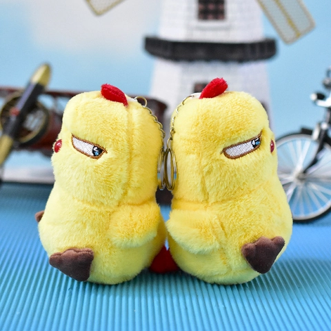Ins Cute Warbie Chick Frowning Chicken Plush Keychain Mini Soft Stuffed Animal Doll Bag Pendant Claw Machine Toy Yellow Gift