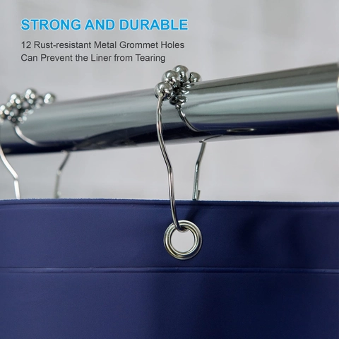 Waterproof Shower Curtain PEVA EVA Thickened Mildew Resistant With Hooks Solid Color 3D Pattern Bathroom Decor