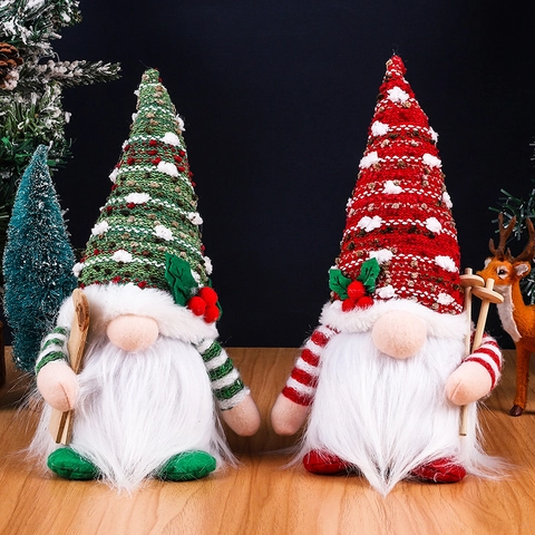 Kerstkabouter LED Gloeiende Pluche Pop Zweedse Tomte Rudolph Pailletten Decoratie Kerst Ornament Handgemaakte Feestelijke Vakantie Decor