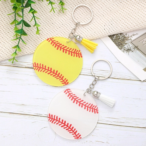 Portachiavi Baseball In Acrilico Con Nappina Stile Sportivo Motivo Softball Per Borse E Chiavi Auto