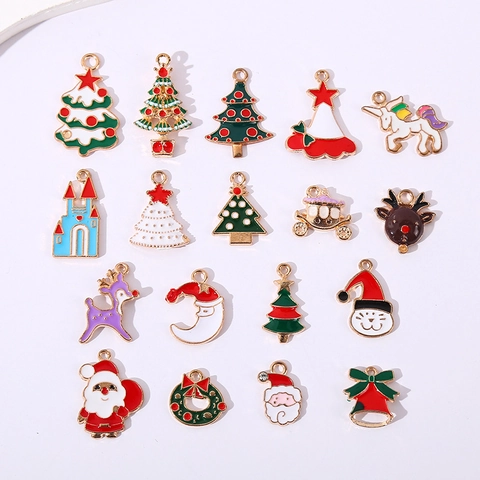 Dijes De Esmalte Navideños Colgantes De Aleación De Aceite Para Hacer Joyas De Bricolaje Pulsera Collar Decoraciones Navideñas