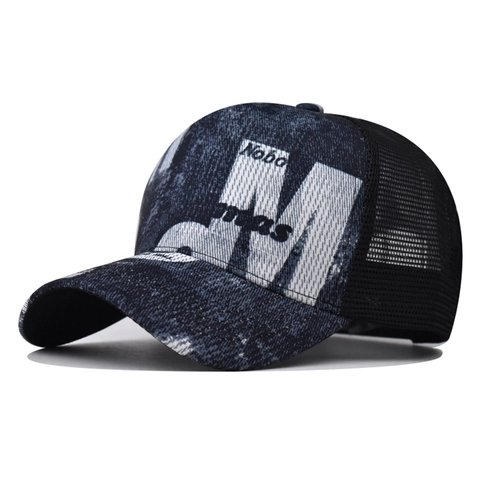 Casquette De Baseball Vintage Distressed Coton Lavé Mesh Trucker Hat Imprimé Lettres Respirant Réglable Chapeau De Soleil