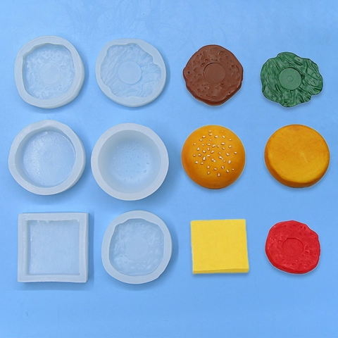 3D Hamburger Vorm Siliconen Mal Meerlaagse Burger DIY Taart Decoreren Bakken Gereedschap Voor Handgemaakte Zeep Kaars Hars