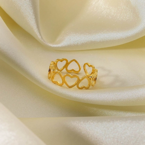 Minimalistischer Edelstahl Herz Offener Ring Für Damen 18K Vergoldet Verstellbar Mode Schmuck INS Stil Fingerring