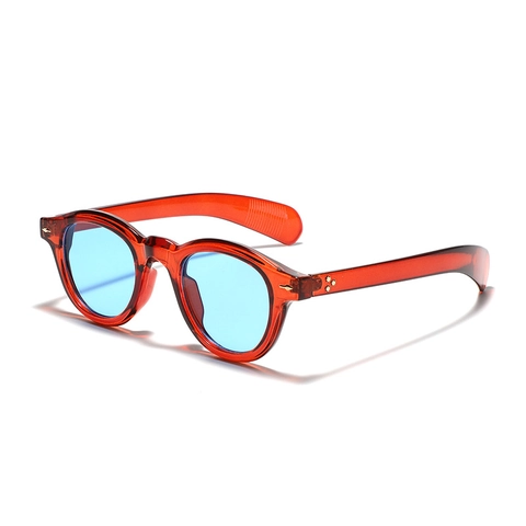 Occhiali da Sole Vintage con Montatura Rotonda Protezione UV400 Stile Harajuku Rivetto Occhiali alla Moda per Uomo Donna