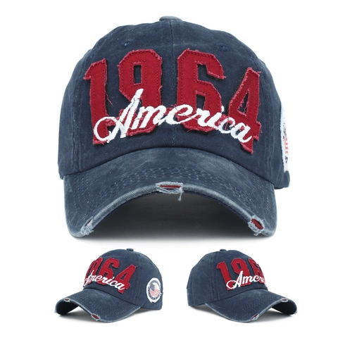 1964 America Stickerei Baseball Kappe Gewaschene Baumwolle Vintage US Flagge Patch Verstellbarer Sonnenhut Für Herren Damen