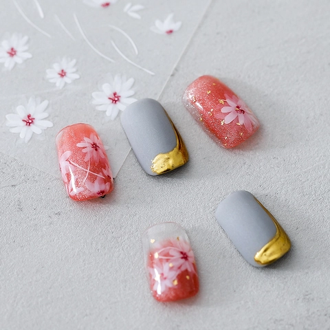 Daisy Flower Butterfly Nail Art Stickers Ultra Thin Adhesive Backing Decals DIY Manicure Decoration For Women