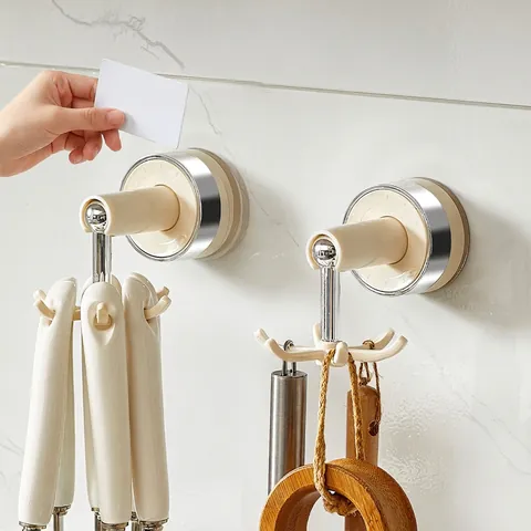 Gancio A Ventosa Ruotabile A 360 Gradi 6 Artigli Senza Foratura Montaggio A Parete Plastica ABS Organizzatore Cucina Bagno
