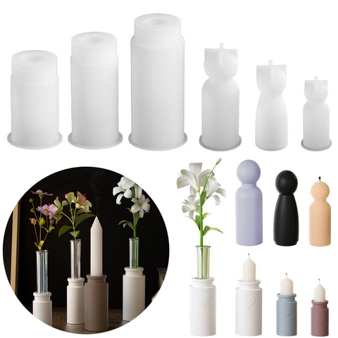 Geometric Humanoid Portrait Silicone Mold Heart Vase Cylindrical DIY Aromatherapy Candle Plaster Craft Epoxy Resin