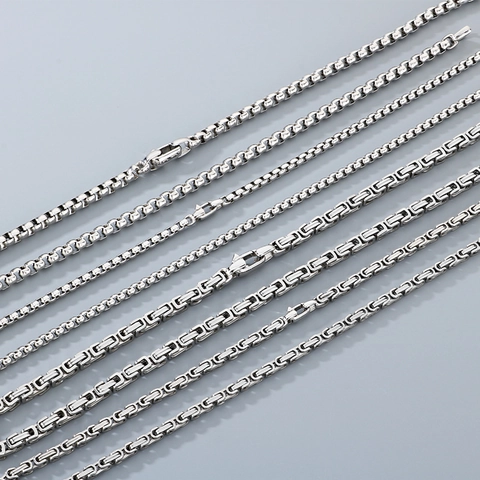 Collana E Bracciale In Acciaio Inossidabile Catena Bizantina E Box Minimalista Unisex Gioielli Di Moda