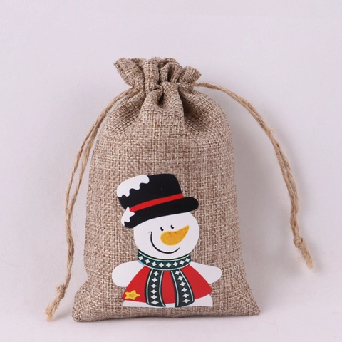 Weihnachts Geschenktüten Jute Leinen Kordelzug Beutel Feiertag Party Deko Süßigkeiten Lagerung Wiederverwendbar