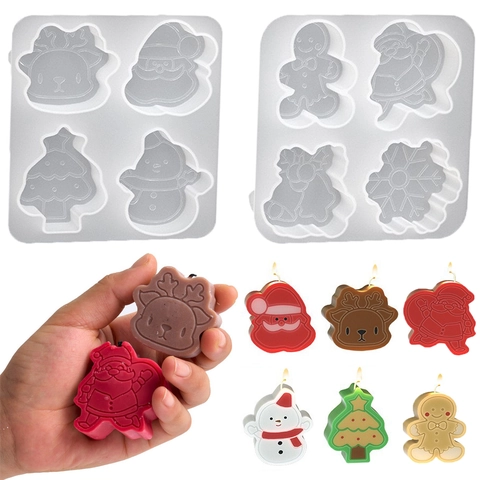 Christmas Silicone Mold Santa Snowman Reindeer Snowflake DIY Candle Soap Handmade Decoration Craft Baking Accessory