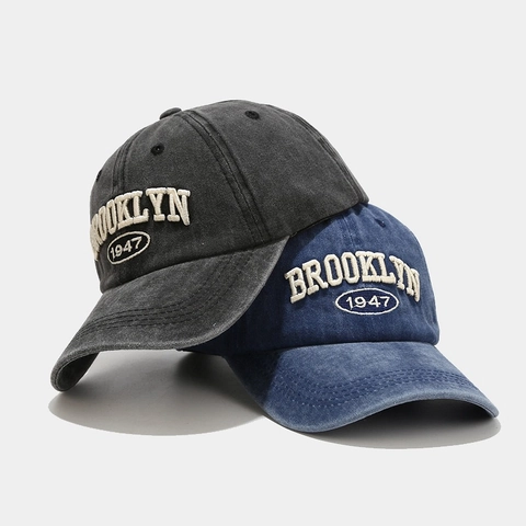 Vintage Washed Cotton Baseball Cap Brooklyn 1947 Stickerei Distressed Verstellbare Dad Hat Herren Damen Outdoor Kappe
