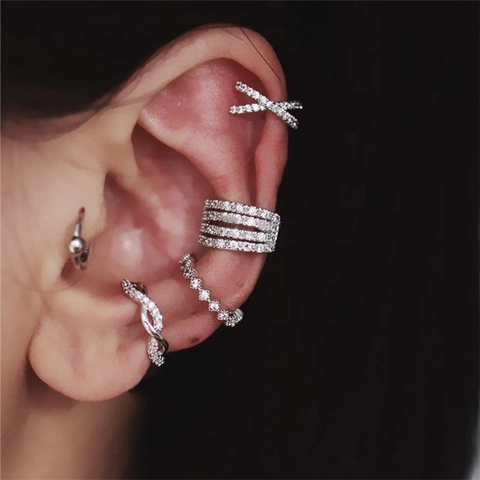 CZ Ear Cuffs Non Piercing Copper Earrings Gold Plated Zirconia Ear Bone Clips For Women Fashion Jewelry