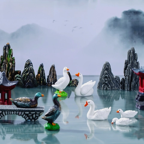 Estilo Chino Micro Paisaje Simulado Rocalla Adornos de Resina Jardín en Miniatura Mesa de Té Bonsái Figura Decoración