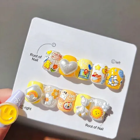 3D Reliëf Nagelkunst Stickers Reliëf 5D Zonnebloem Madeliefje Hart Strik Cartoon Zelfklevend Manicure Decoratie