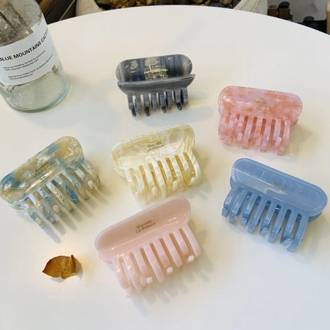 Pinza Para El Pelo De Acetato Rectangular Grande Patrón De Mármol Color Gelatina Estilo Francés Tocado Elegante Para Mujeres