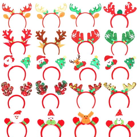 Weihnachten Stirnbänder Rentier Geweih Weihnachtsmann Schneemann Festliche Party Haarschmuck Pailletten Plüsch Xmas Kostüm Deko