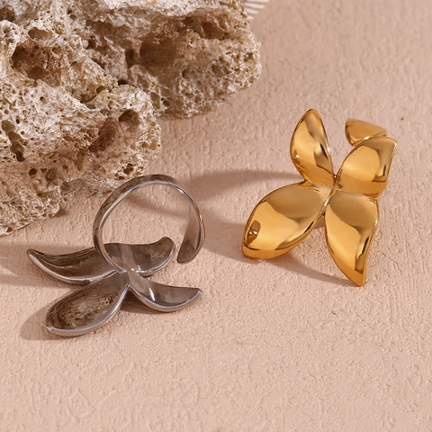 Anello Aperto a Farfalla in Acciaio Inossidabile da Donna Placcato Oro 18K Regolabile a Forma di Farfalla Gioielli Minimalisti