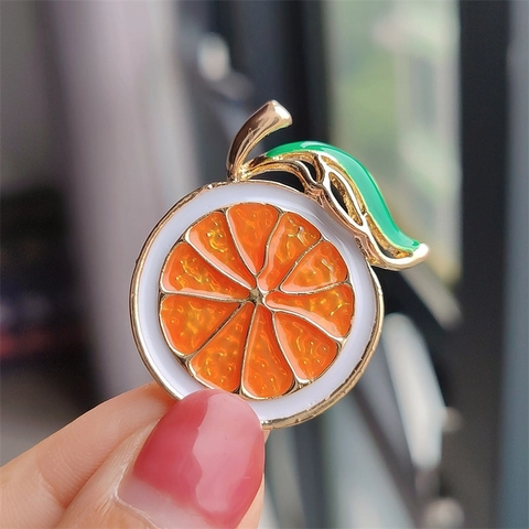Orange Slice Fruit Brooch Alloy Enamel Drip Oil Pin Gold Plated Cute Cartoon Fashion Accessories For Women Girls