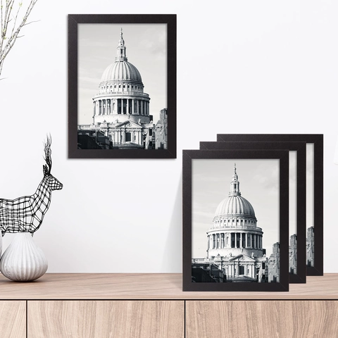 Modern Minimalist Photo Frame MDF Wood Texture Wall Mounted Tabletop Picture Display Home Office Decor