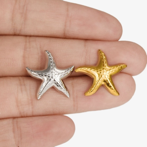 304 Stainless Steel Starfish Stud Earrings For Women Fashion Minimalist Beach Style Textured Gold Silver Ocean Jewelry Earrings