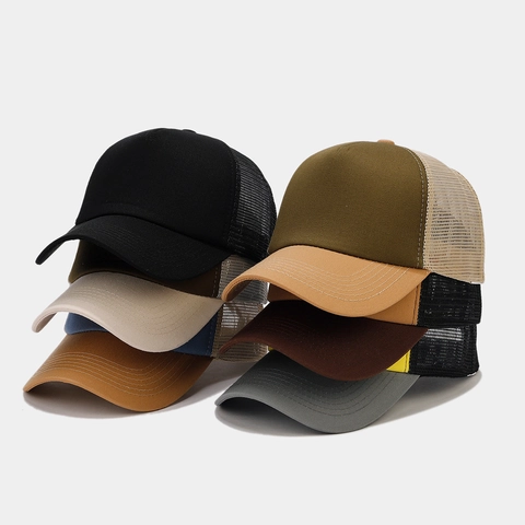 Trucker Hat Mesh Baseball Cap Cotton Breathable Sun Protection Outdoor Sport Adjustable Snapback Vintage Casual Style