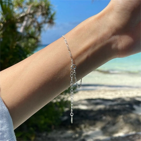 Bracciale A Catena Figaro Argento Sterling 925 Minimalista Geometrico Per Donne Regolabile Delicato