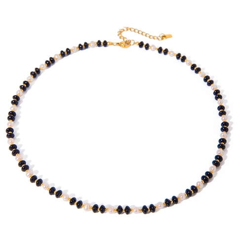 Collar De Cuentas Acero Inoxidable Chapado En Oro 18K Moderno Cuentas Geométricas Huecas Ábaco Perla Artificial Imitación Para Mujeres