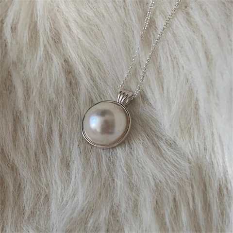 925 Sterling Silver Artificial Pearl Pendant Necklace Minimalist Elegant Clavicle Chain Jewelry For Women Daily Accessory