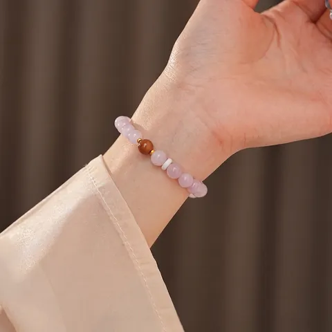 Kunzite And Cook Gemstone Beaded Bracelet With Copper Spacers Elegant Versatile Fashion Jewelry Gift For Women