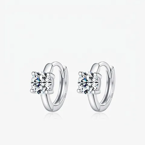 Moissanite Hoop Earrings 925 Sterling Silver VVS1 D Color Round Luxury Jewelry For Women Exquisite Fine Ear Buckles