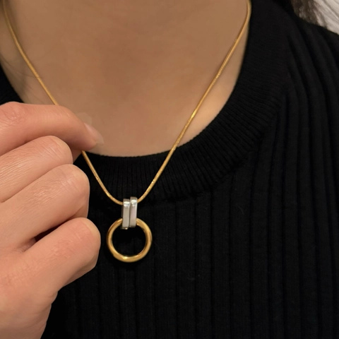 Ronde Ring Hanger Ketting 304 Roestvrij Staal Echt Verguld Geometrische Slangenketting Minimalistische Sieraden Vrouwen
