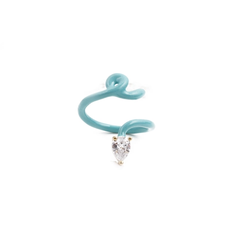 Spiral Open Ring Copper Enamel Pear Cut Zircon Adjustable Drip Oil Modern Artistic Jewelry For Women
