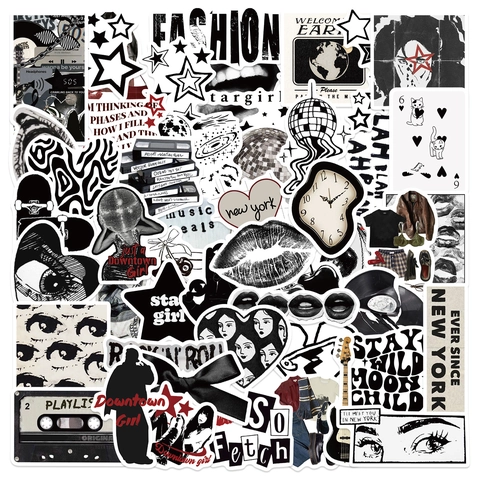 Aufkleber PVC Wasserdicht Für Laptop Gepäck Gitarre DIY Scrapbooking Retro Punk Graffiti Schwarz Und Weiß Dekorativ