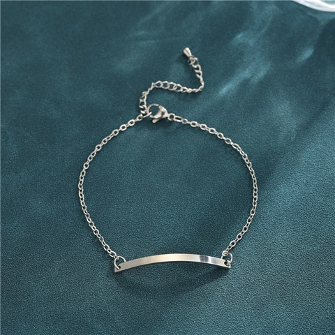 Edelstahl Armband Mit Gebogener Rechteckiger Bar Platte Minimalistischer Geometrischer Schmuck Für Damen Verstellbare Kette
