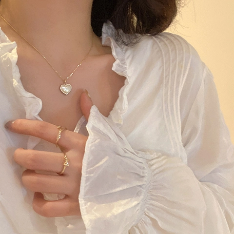 Elegante Collar con Colgante de Corazón Mujer Cobre Aleación Dorado Perla Artificial Diamante de Imitación Cadena Clavícula Choker Joyería